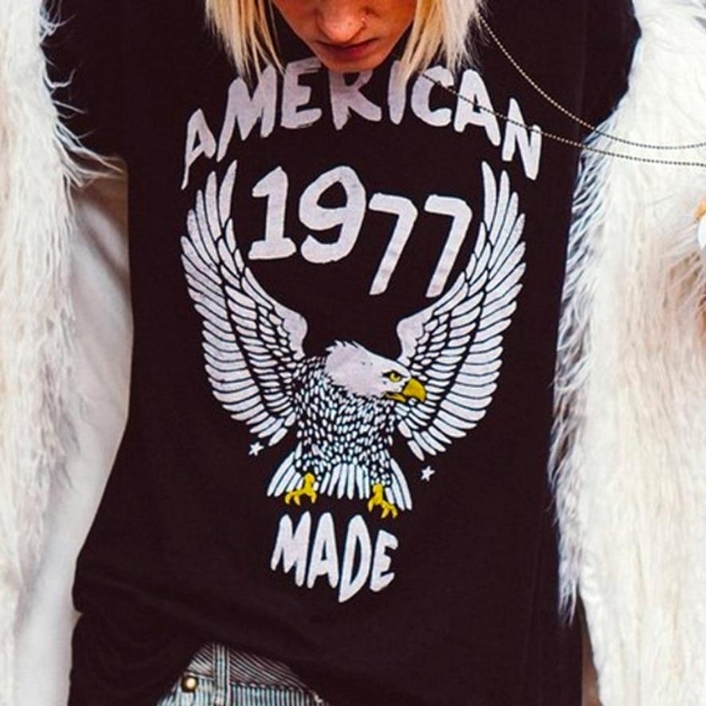 1977 Vintage Women’s Eagle Pattern RocknRoll Band Tee NEW - Picture 6 of 10